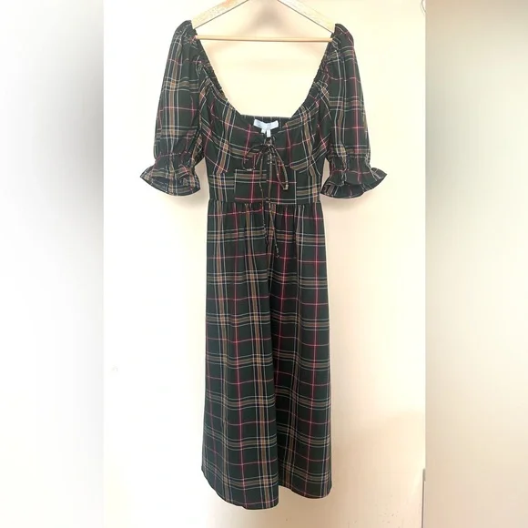 Hill House Ophelia Dress Green Plaid NWT size Small - Picture 1 of 4